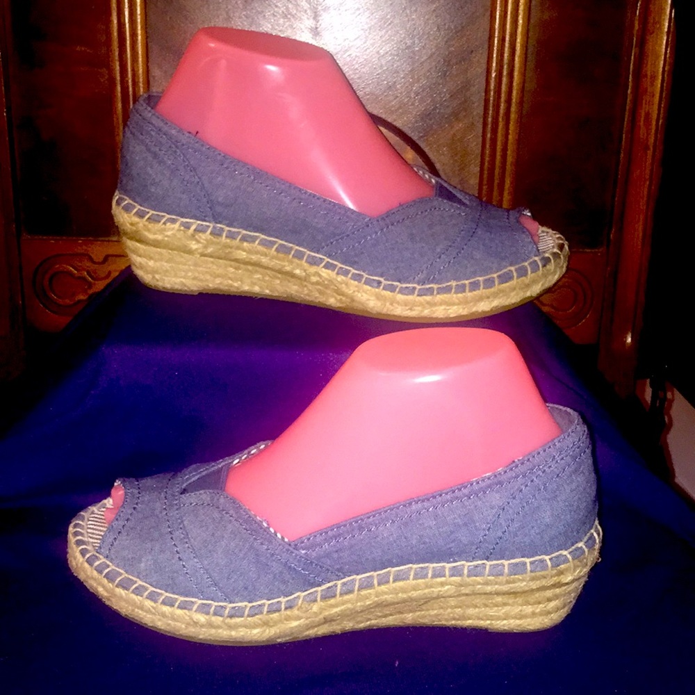Kim Rogers Denim Open Toe 7M Espadrilles Shoes